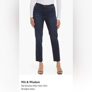 Wit & Wisdom Indigo High Rise Straight Leg Raw Hem Jeans Size 12